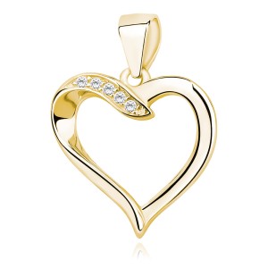 Pandantiv argint placat cu aur galben inima cu pietre DiAmanti Z1174C_G-DIA (Argint 925‰ 1,2 g.)